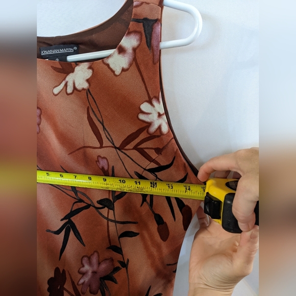 Pre-owned Jonathan Martin sleeveless long dress, floral design, size 9, TD - Picture 4 of 7